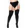 Leg Avenue - Cuisses Hautes En Nylon Noir Avec Noeud Noir Grande Taille