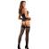 Subblime - 952099 Netz-Bodystocking Mit Strumpfband Und Blumendetails Schwarz Eine GrÖsse