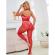 Subblime - 952372 Bodystocking Aus Netz Und Spitze Mit Hoher Hals Und Ohne Schritt Rot Eine GrÖsse