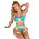 Subblime - 955328 Ensemble Soutien-Gorge Avec Lignes Dentelle Et Jarretelle Vert Et Bleu L/XL