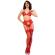 Chilirose - Cr 4848 Rotes Spitzen-Bh- + String- + StrÜmpfe-Set XL