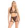 Leg Avenue - 86148 Lace Bra Top and Panty With Garters Black - One Size