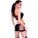 Chilirose - Cr 4902 Ensemble Haut Et Short Noir Sans Couture Avec DÉcoupes - S/M